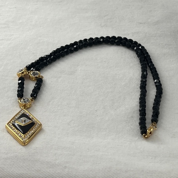 Vintage Monet Diamond Shape Pendant with AB beads and rhinestones - Picture 11 of 14